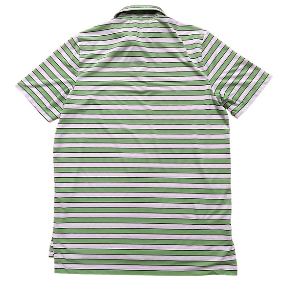 RLX Ralph Lauren Polo Shirt Mens Size M Short Sleeve Golf Stretch Green Striped - Picture 2 of 7